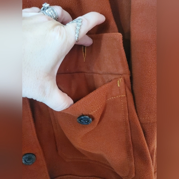 Urban Outfitters Oversized Fleece Shacket Size Small Rust Large Pockets - Picture 9 of 13